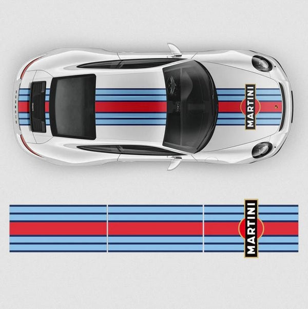 Martini Racing Stripes Set für Carrera – selbstklebende grafische Autoaufkleber aus Vinyl