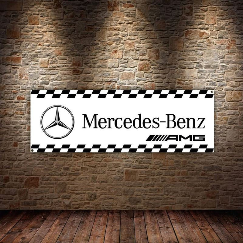 Banner Vinil Pvc Mercedes Logo | bandeira do escritório ou da sala de exposições, pôster | Oficina Automóvel | Poster Garagem Decoração | Presente | oficina | Lar