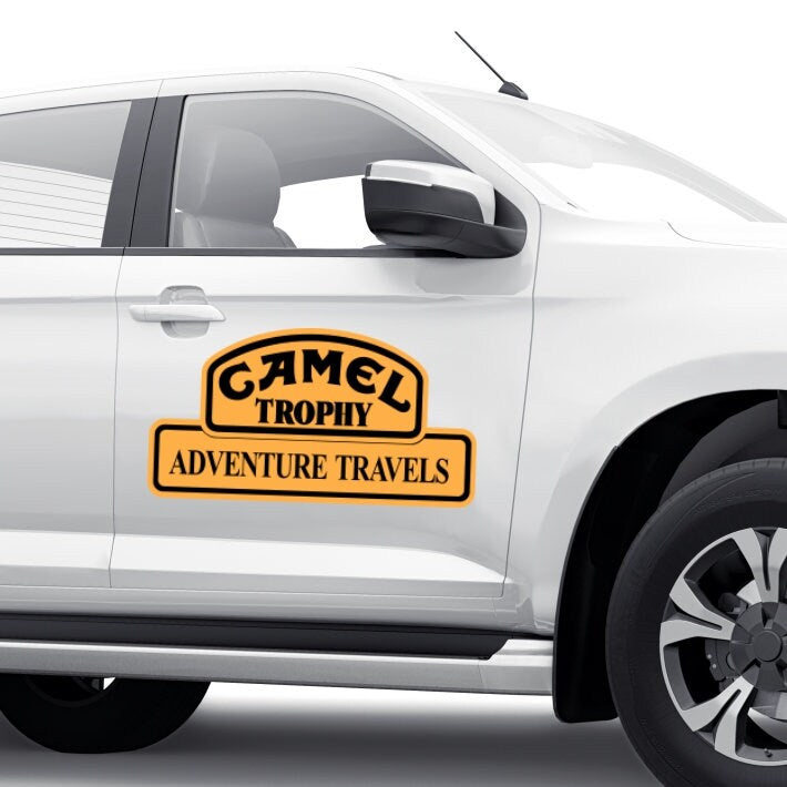 Kit 2 Pcs Camel Trophy Adventure Adesivos | Troféu Travels Camel 4x4 decalques para ambos os lados