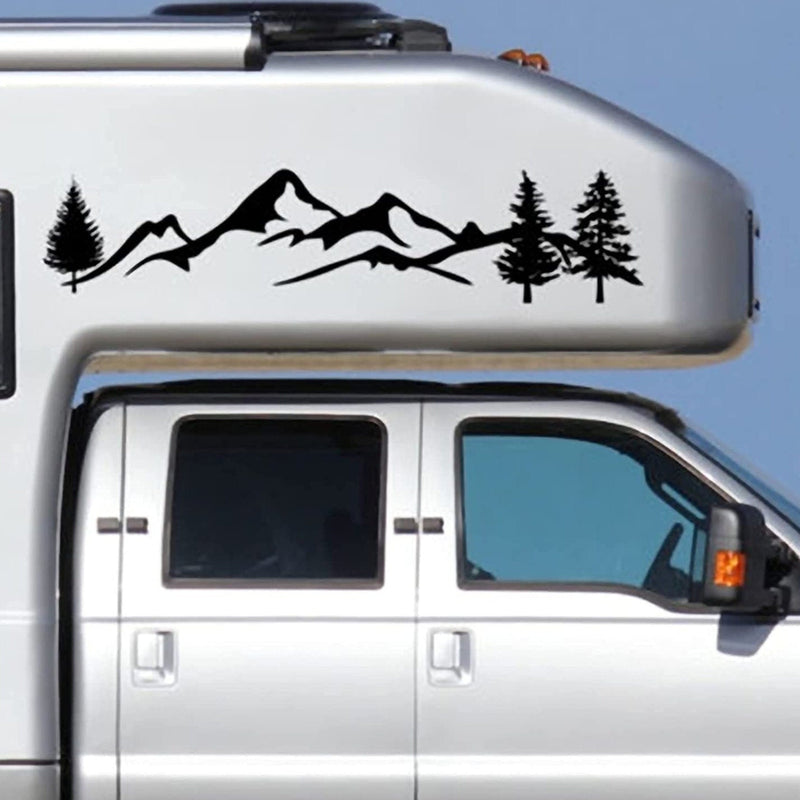 2 Pcs Set Mountain Decal Tree Forest Vinyl Graphic Kit For Camper, trailer, Vans and Trucks Trailer Side Body