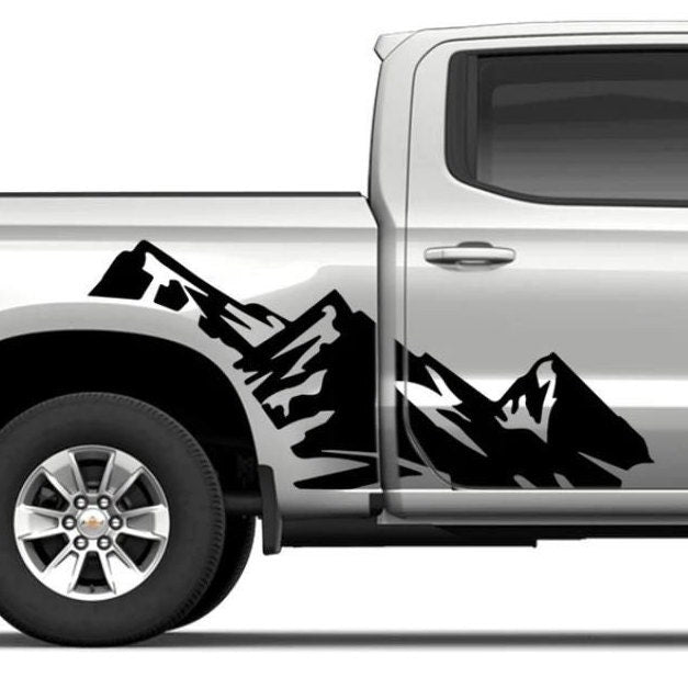 2 Pcs Set Mountains Car Decal Vinyl Sticker For Vans and Trucks Trailer Side Bodies