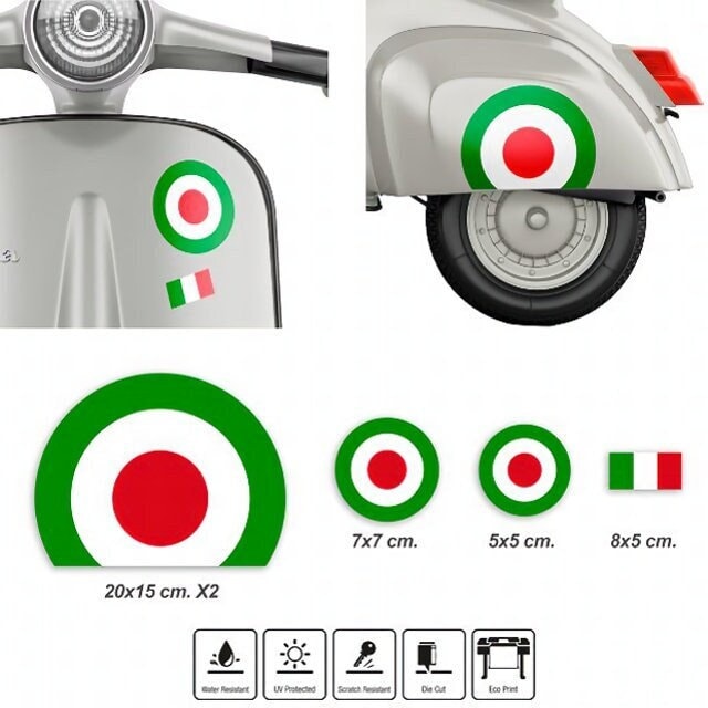 Set selbstklebender Aufkleber für das Motorrad Vespa Army Star