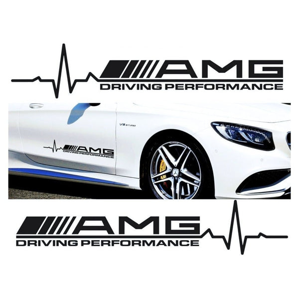 Set 2 Pcs AMG Driving Performance Emblem Decal Sticker | Kit Mercedes Premium Logo Decals