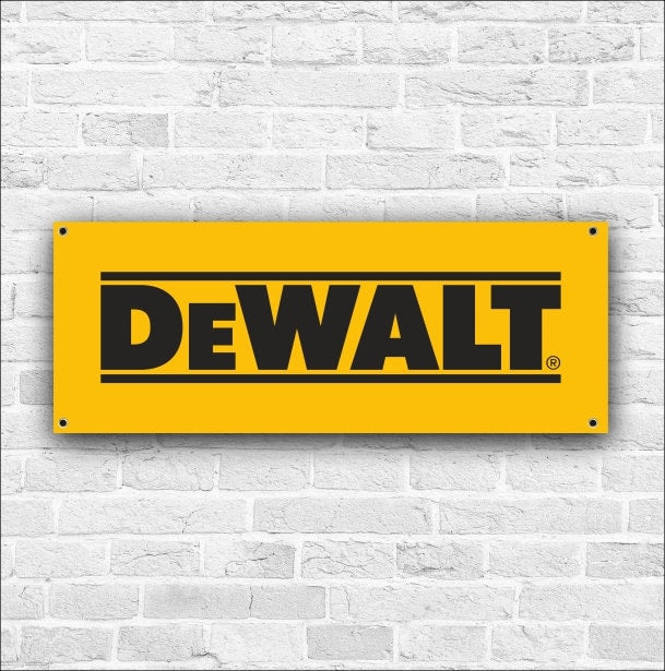 Dewalt Logo Banner PVC Vinyl | Büro- oder Ausstellungsraumflagge, Rennplakat | Auto Autohaus | Poster Garage Dekor | Geschenk | Werkstatt | Heim