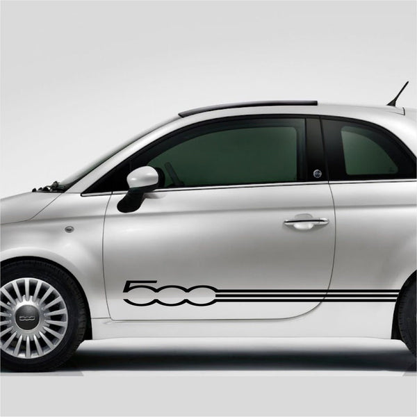 Set 2 Streifen Fiat 500 beidseitig Dekor | Autoaufkleber mit eleganter Streifengrafik