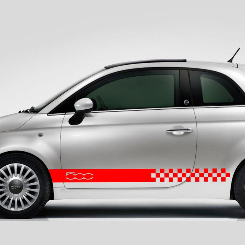 Set Fiat 500 Universal Car Side Skirt Stickers Decal Graphic Stripe Grande for Left and Right Side