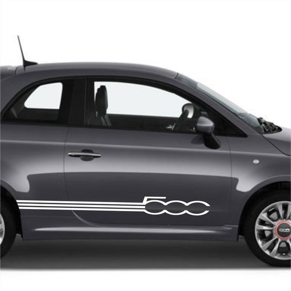 Set 2 Streifen Fiat 500 beidseitig Dekor | Autoaufkleber mit eleganter Streifengrafik