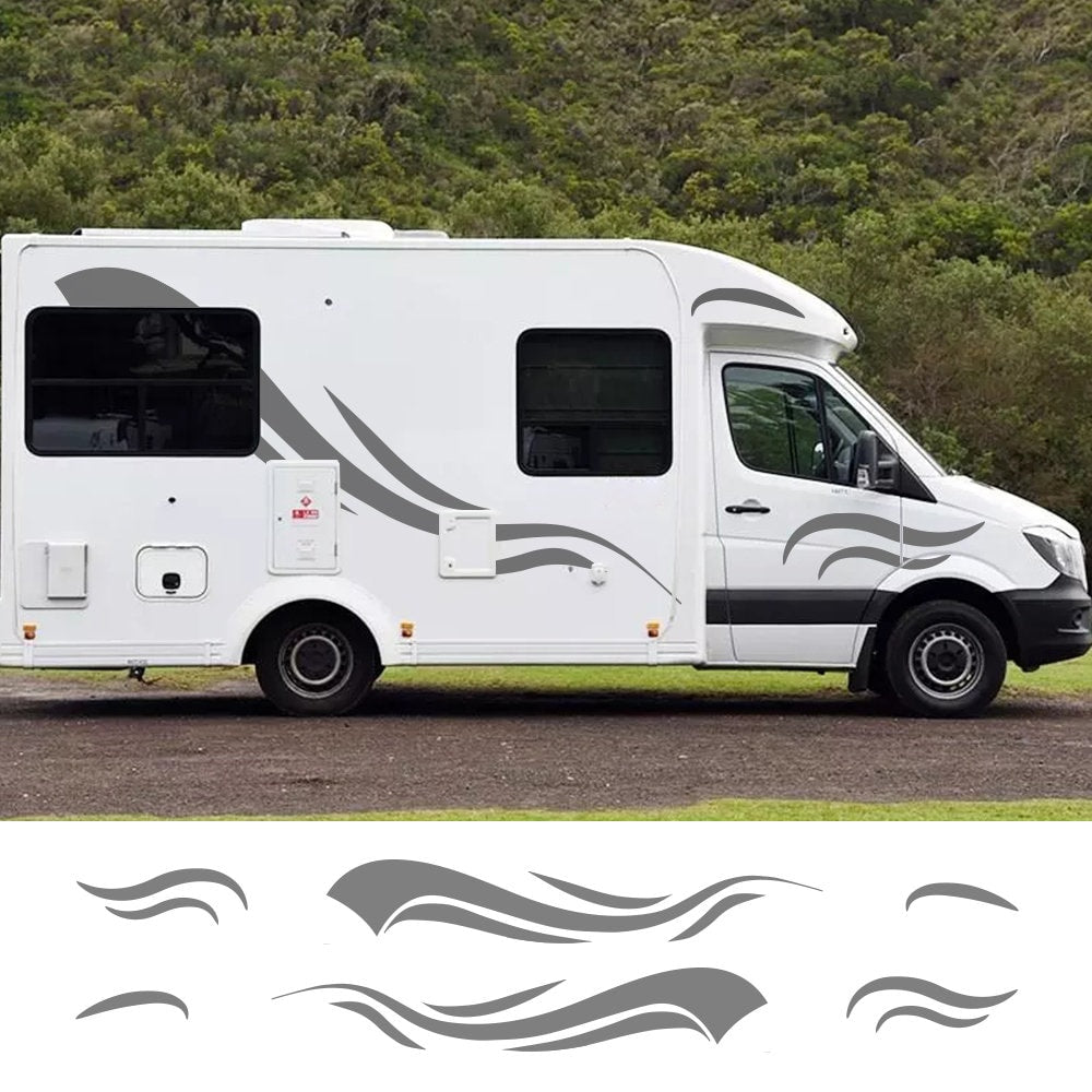 Kit 6 grandes adesivos de vinil listrados para autocaravana para caravana de ambos os lados decalques de decoração de carro de caravana RV