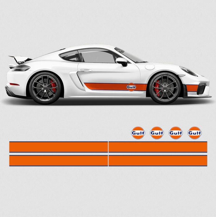 Conjunto de listras de corrida GULF Le Mans - decalques de adesivos gráficos autoadesivos de vinil para carros