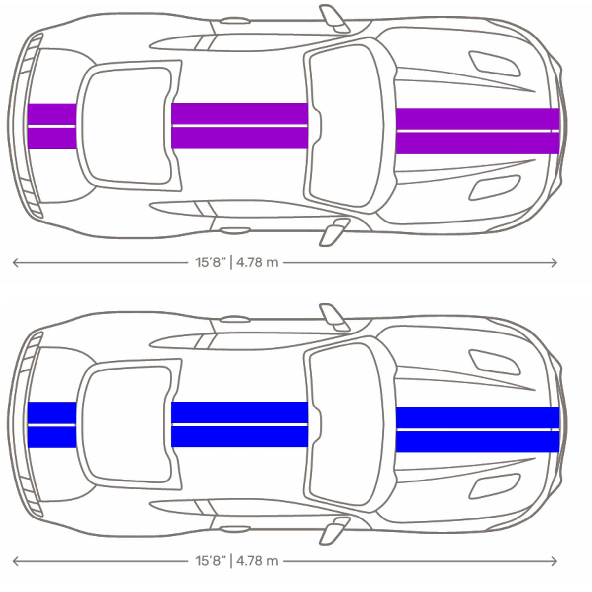 Set 2 Pcs Car Stickers Auto Hood Bonent Roof Tail Decor