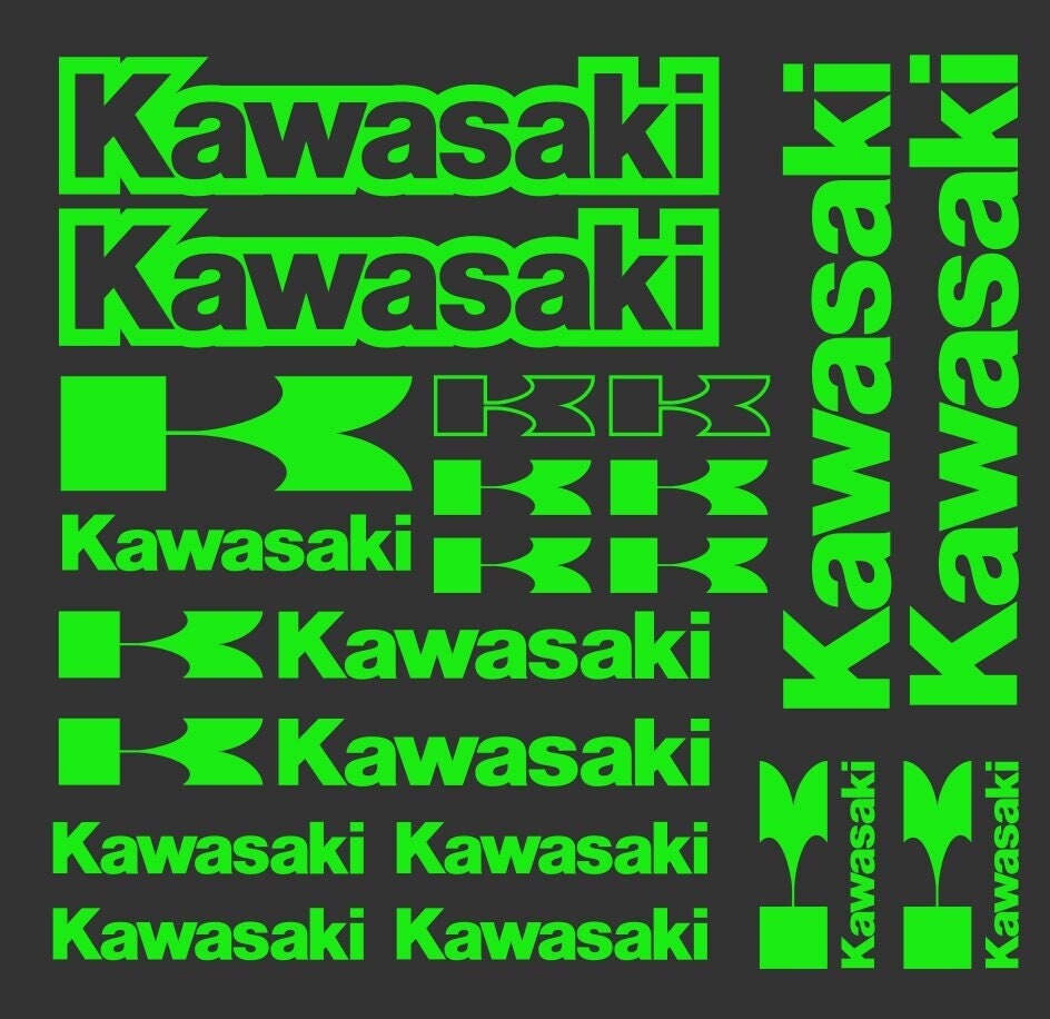 Set 15 Pcs Kawasaki Emblem Racing Decal Stickers