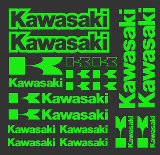 Set 15 Pcs Kawasaki Emblem Racing Decal Stickers