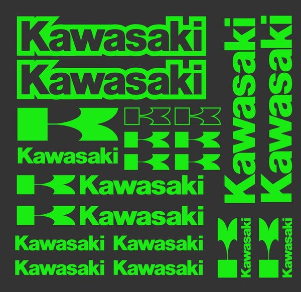 15X Logos Set Kawasaki Racing Decal Stickers | Premium Logo Decals | Racing decor Adhesives