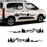 2 Pcs Set Tree Mountain Forest Car Decal Vinyl Sticker For Vans and Trucks Trailer Side Body