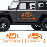 Kit 2 Pcs Camel Trophy Adventure Adesivos | Troféu de camelo de viagens 4x4 Decalques monocolores para bicicleta, carro, caminhão SUV Reboque ambos os lados do corpo