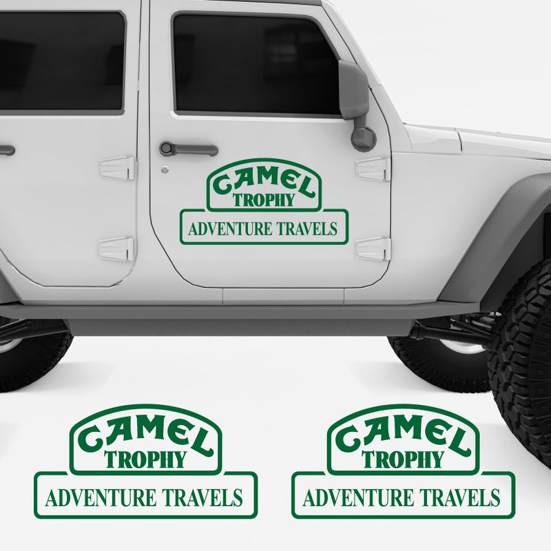 Kit 2 Pcs Camel Trophy Adventure Adesivos | Troféu de camelo de viagens 4x4 Decalques monocolores para bicicleta, carro, caminhão SUV Reboque ambos os lados do corpo