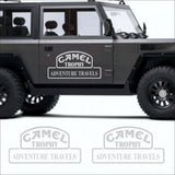 Kit 2 Stück Kamel-Trophäen-Abenteueraufkleber | Travels Camel Trophy 4x4 einfarbige Aufkleber für Fahrrad, Auto, LKW, SUV, Anhänger, beide Seitenkörper