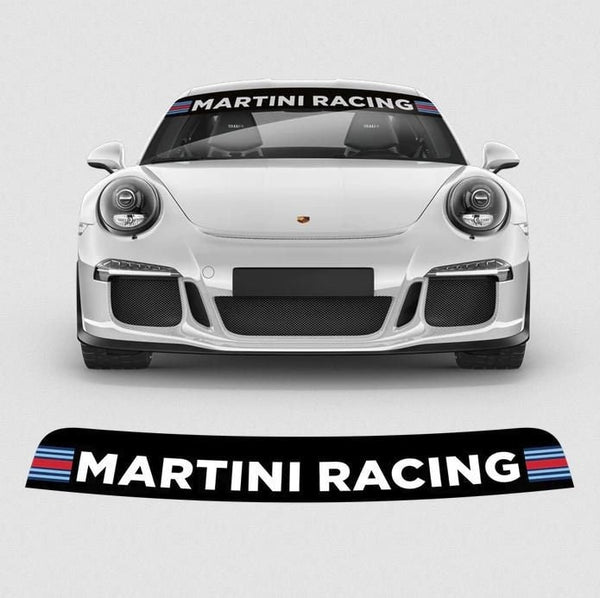 Martini-Rennwagen-Sonnenstreifen-Aufkleber für die Windschutzscheibe. Spiegel-Vinylaufkleber mit Streifen-Aufklebergrafik für PKW und LKW