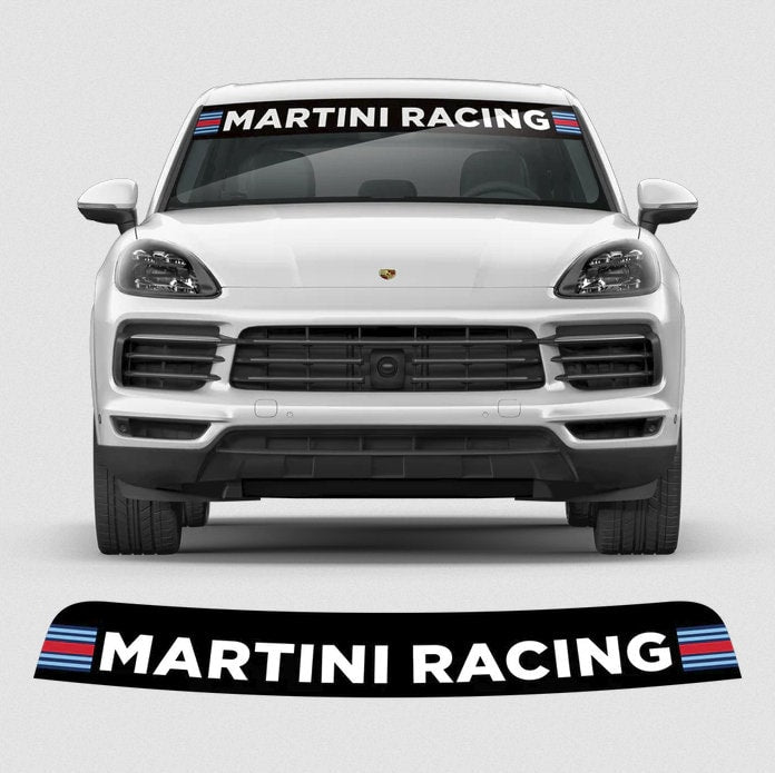 Windshield Martini Racing Car Sunstripe Decals. Mirror vinyl stikers stripes decal graphics for car and truck