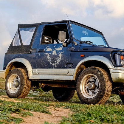 Kit 2 Stück Auto-Schädel 3D-Autoaufkleber Vinyl Lustige Aufkleber und Abziehbilder Auto Motorrad Auto Styling Dekoration 4x4 Off Road
