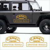 Kit 2 Stück Kamel-Trophäen-Abenteueraufkleber | Travels Camel Trophy 4x4 einfarbige Aufkleber für Fahrrad, Auto, LKW, SUV, Anhänger, beide Seitenkörper