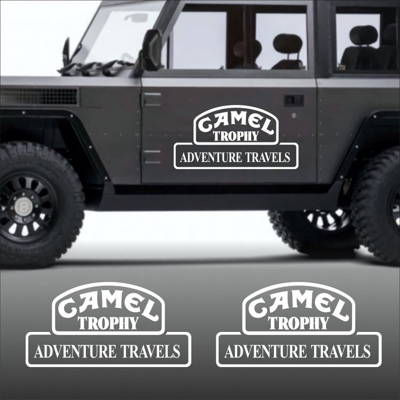 Kit 2 Pcs Camel Trophy Adventure Stickers | Travels Camel trophy 4x4 Monocolor Decals For Bike, Car, Truck SUV Trailer both Side Body