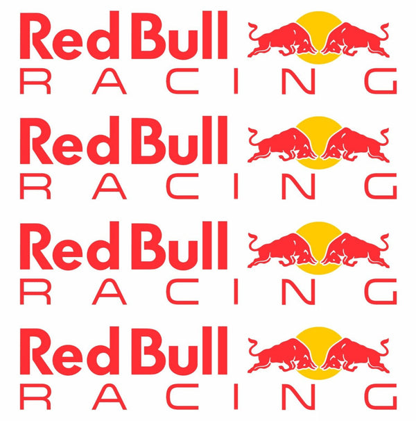 Set 4 Pcs Red Bull Racing Emblem Decal Sticker | Kit Redbull Premium Logo Decals