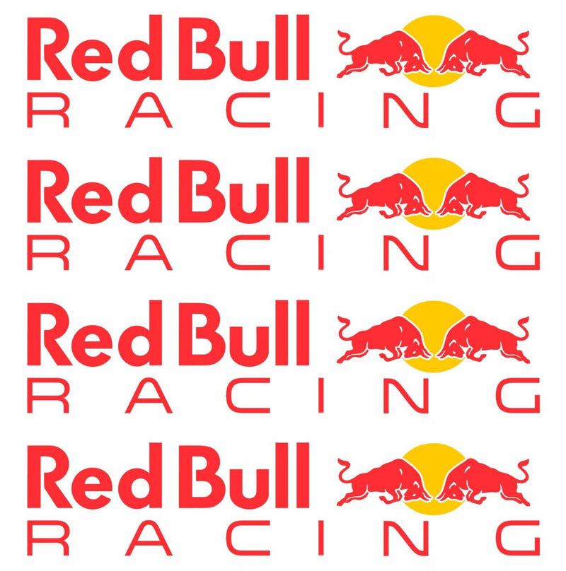 Set 4 Pcs Red Bull Racing Emblem Decal Sticker | Kit Redbull Premium Logo Decals